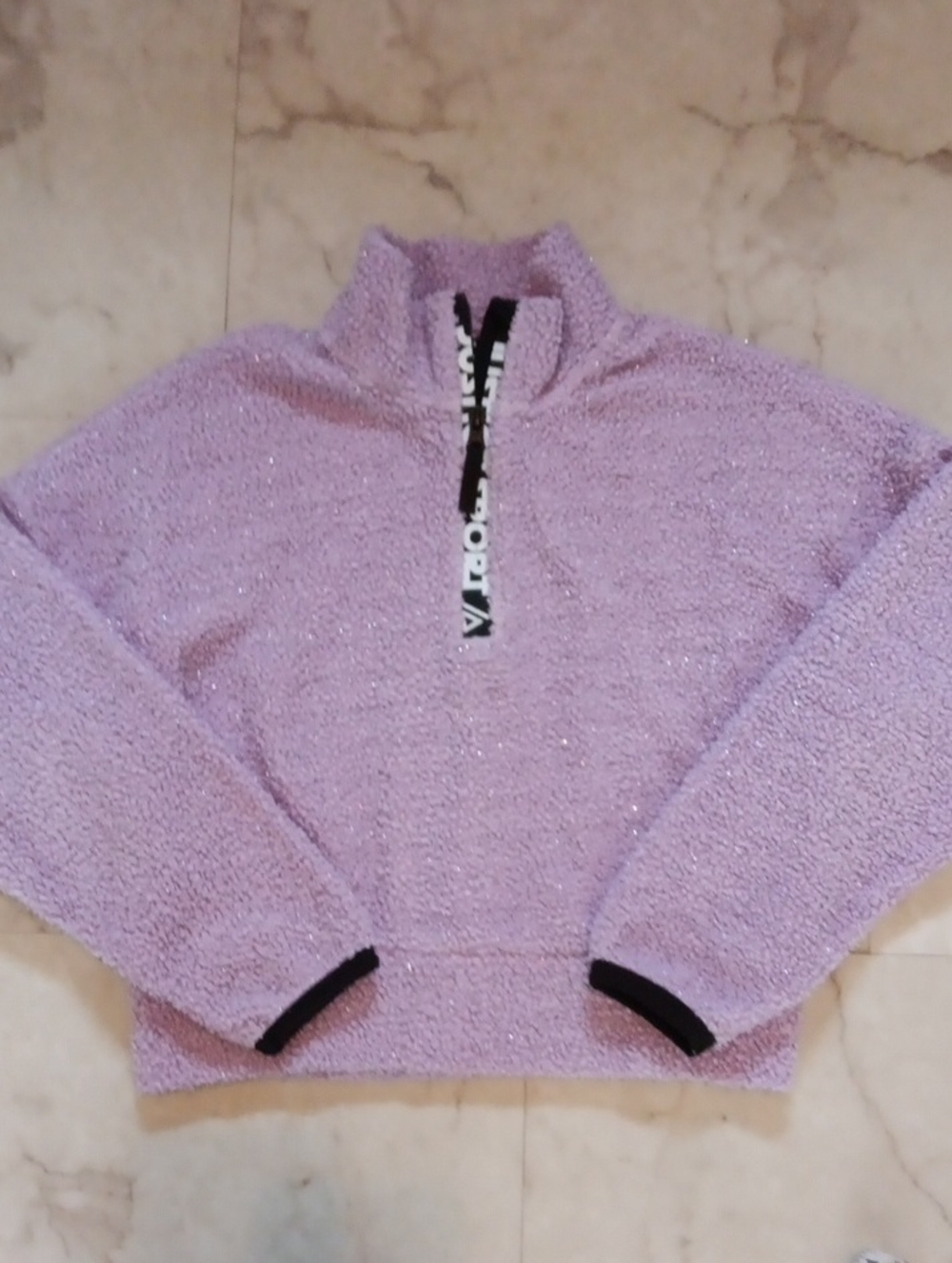 Justice Lavender Sherpa Half-Zip Teddy Jacket